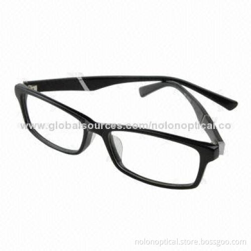 Acetate Thin Black Optical Frame with Italy Material for Men, Demo Lens